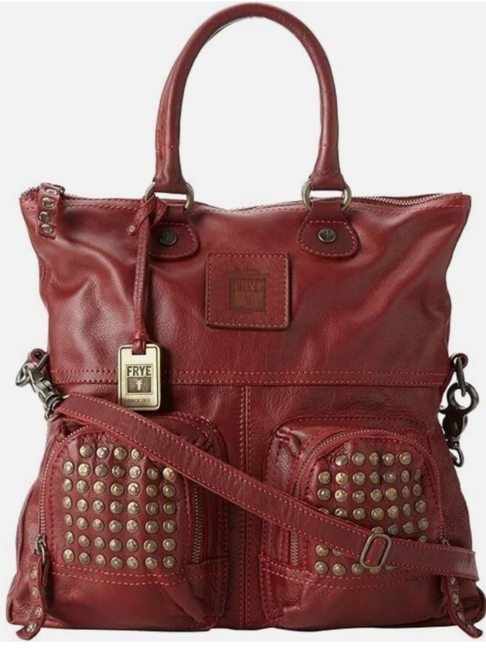 FRYE Brooke Fold Over Crossbody Handbag Purse in burnt red